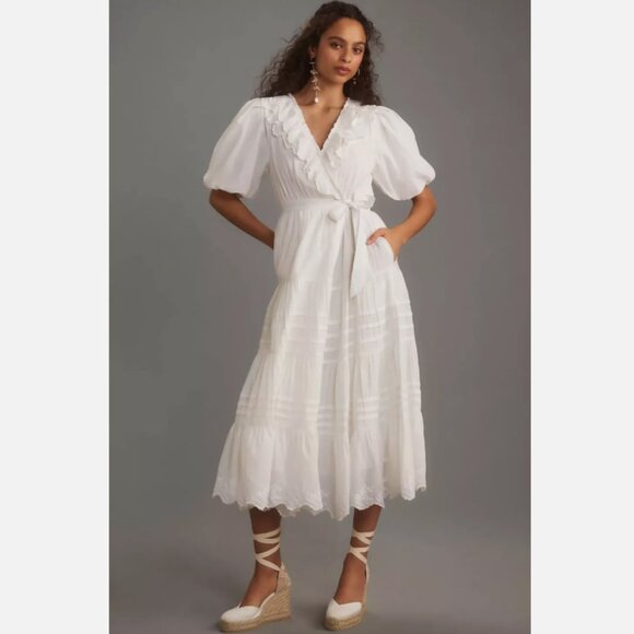Brand New Love the Label Short-Sleeve Ruffled Tiered Wrap Maxi Dress - Picture 1 of 16